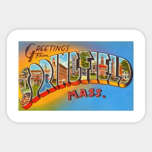 Greetings from Springfield Massachusetts - Vintage Large Letter Postcard Sticker